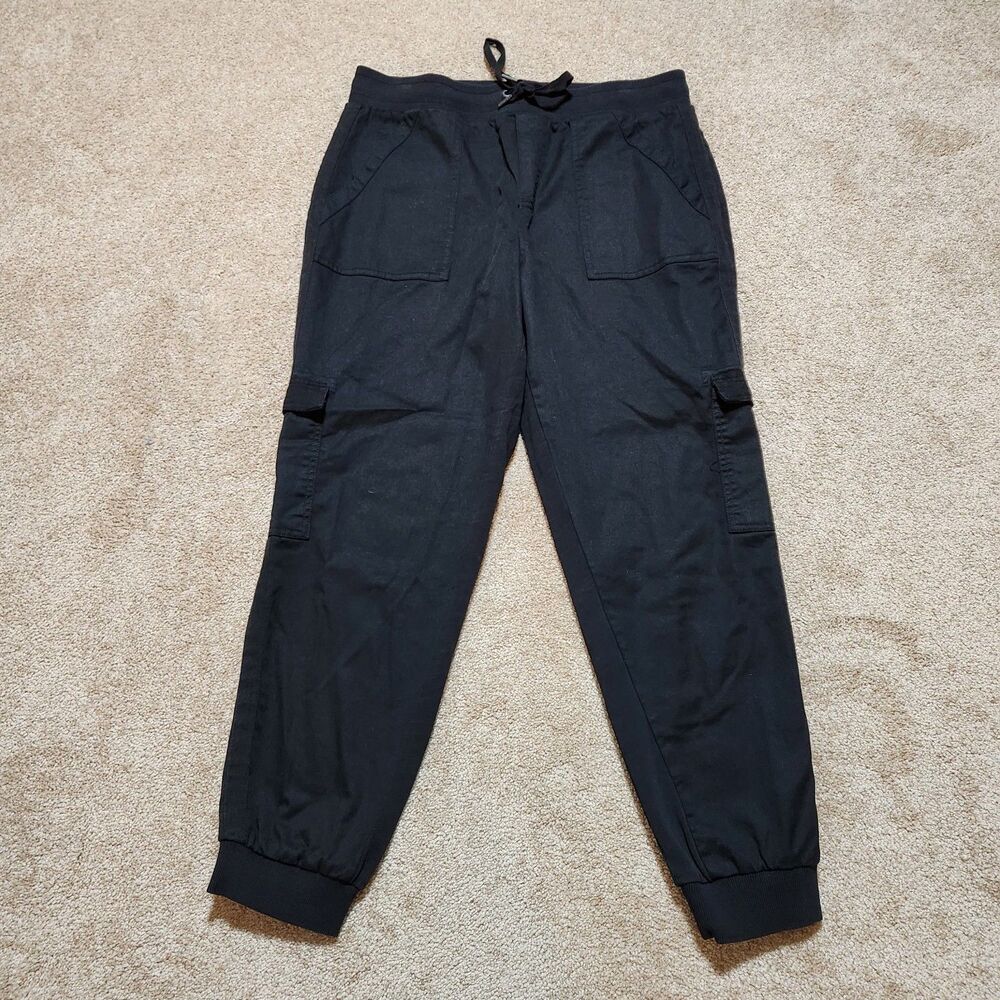 Splendid Collection Jogger Pants Women M Black High Rise Cargo Knit Trim